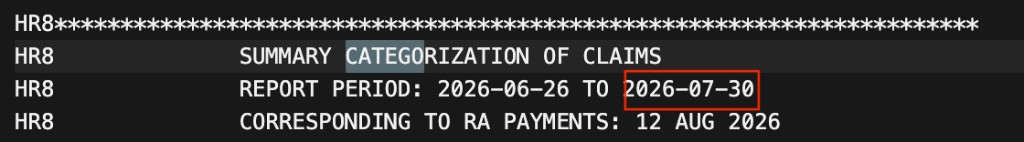 Remittance report period from June 26 to July 30, 2026, with the cycle end date highlighted